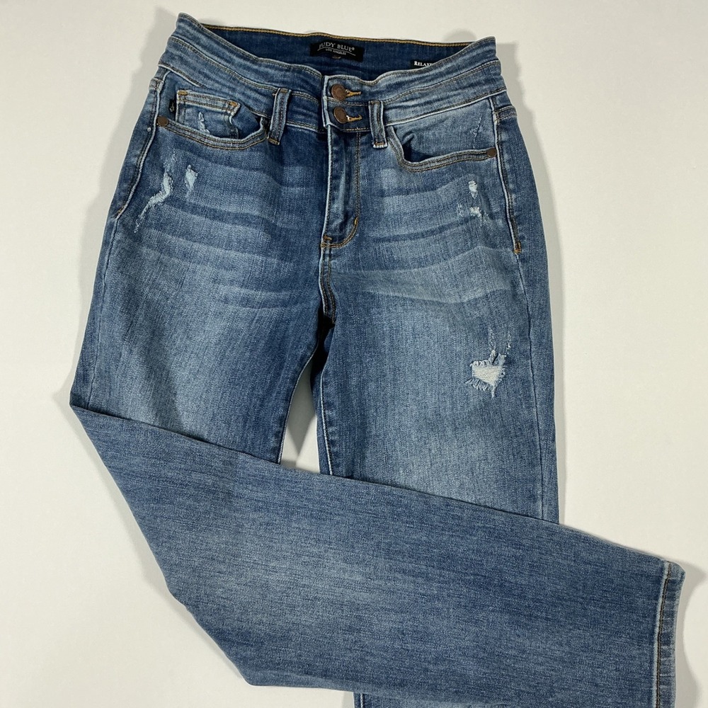 Judy Blue High Rise Relaxed Fit Distressed Jeans Size 5/27